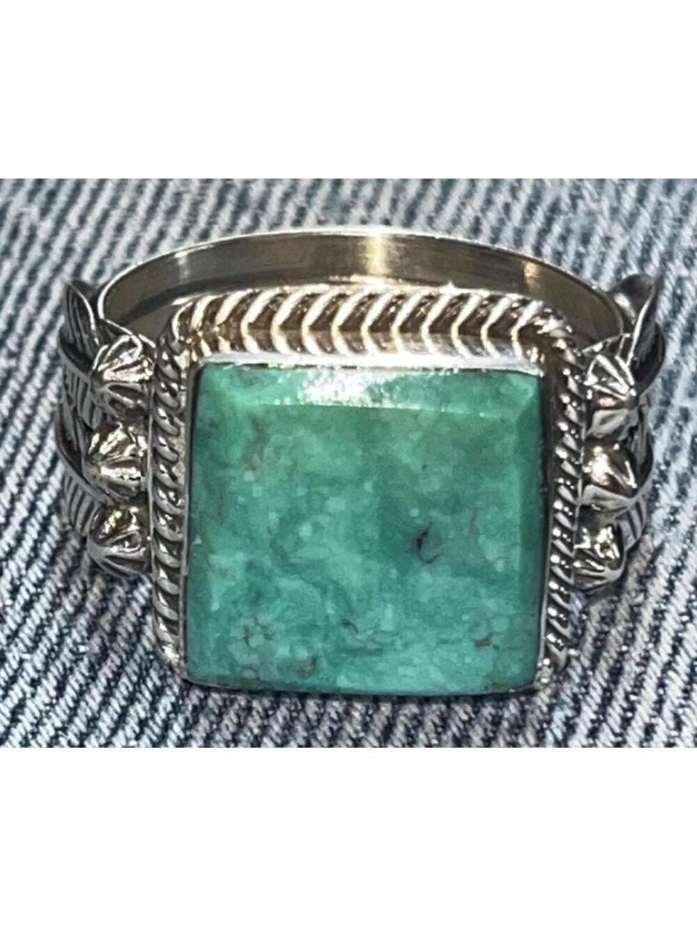 Native American Navajo sterling silver traditional turquoise ring size 14.5